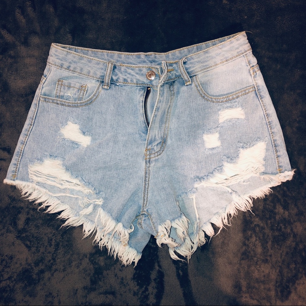 Distressed Denim Jean Shorts